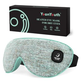 YoanYouth Heated Eye Mask for Dry Eyes, FSA Eligible HSA, Cordless Warm Compress for Eyes, Light Blocking Eye Heating Pad, Styes, Sleep, Cover Washable, Rechargeable, Light Blue