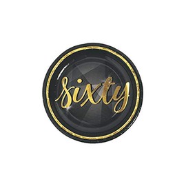Fun Express Gold Foil 60 Milestone Paper Dessert Plates - Black & Gold Dessert Paper Plates Disposable - Perfect for Birthday Wedding Party Decorations - Graduation Party Supplies - 8 Pieces