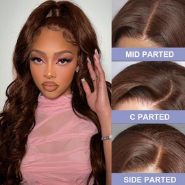 BOTNNS Chocolate Brown Lace Front Wig 13x4 Body Wave HD Brown Lace Front Wigs Human Hair Pre Plucked 200 Density Human Hair Wig Colored Frontal Wigs Human Hair 22 Inch
