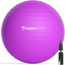 URBNFit Exercise Ball - Yoga Ball for Workout, Pilates, Pregnancy, Stability - Swiss Balance Ball w/Pump - Fitness Ball Chair for Office, Home Gym, Labor- Purple, 22 in