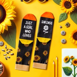 HAPPYPOP HAPPYPOP Sunflower Gifts for Women Teens - Sunflower Socks Sunshine Socks, Funny Plant Gifts, Plant Lover Socks, Sunflower Socks, Garden Gifts