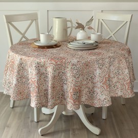 Benson Mills Echo Spillproof Fabric Tablecloth for Fall, Harvest, and Thanksgiving (70" Round)