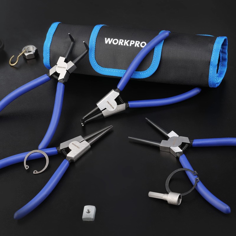 WORKPRO 4-Piece Snap Ring Pliers Set, 7-Inch Internal and External
