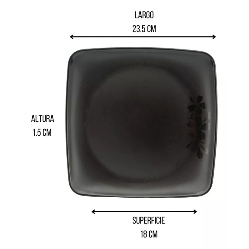 Anforama Set Juego Platos Melamina Gruesa Negro Moderna 6pzas 23.5cm