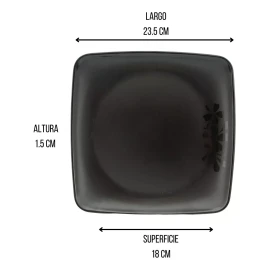 Anforama Set Juego Platos Melamina Gruesa Negro Moderna 6pzas 23.5cm
