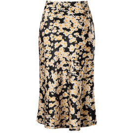 Keasmto Falda con estampado de leopardo para mujer, falda elástica de satén de seda de cintura alta, Floral, X-Small