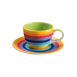 Buddha-Buddha Hand Painted Rainbow Coffee Cup and Saucer