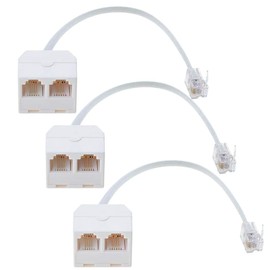 Telephone Splitter, 3-Pack RFAdapter RJ11 Male to Female Two Way Phone Line Splitter Converter Cable
