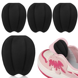 EMVANV 2 Pairs Shoe Tongue Pad,Heel Pads Replacement Shoe Filler Invisible Forefoot Cushion Mat Self Adhesive Tongue Pads for a Variety of Shoes Sneakers, Casual Shoes and High Heels(Black)