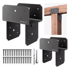 2Pack Post Tie Bracket Stainless Steel Beam Connector 6x6(Actual 5.5"x5.5") Wood Post to Beam Supporting Bracket Base Anchor, Black