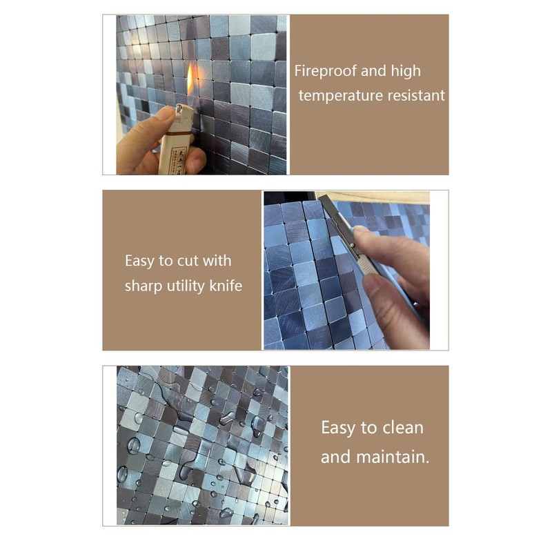 XUANINY 5-Sheet Peel and Stick Backsplash Tiles Dark Blue Surface