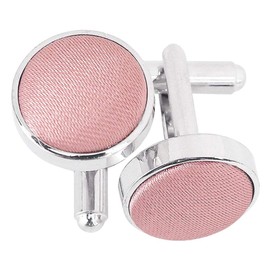 DQT Men Plain Satin Fabric Inlay Wedding Cufflinks - Dusty Pink