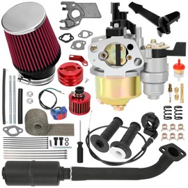 Mini Bike Carburetor 212cc Exhaust Muffler Throttle Stage 2 Kit Replacement for Predator 212 224 196cc Engine Coleman CT200U BT200X Baja Warrior Axis MB200 GX160 6.5HP KT196 Go Kart Parts