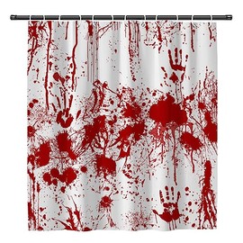 Careyoungs Bloody Hand Shower Curtain Halloween Theme Help Me Horror Decor Bathroom Curtain Set with Hooks 71X71 Inches