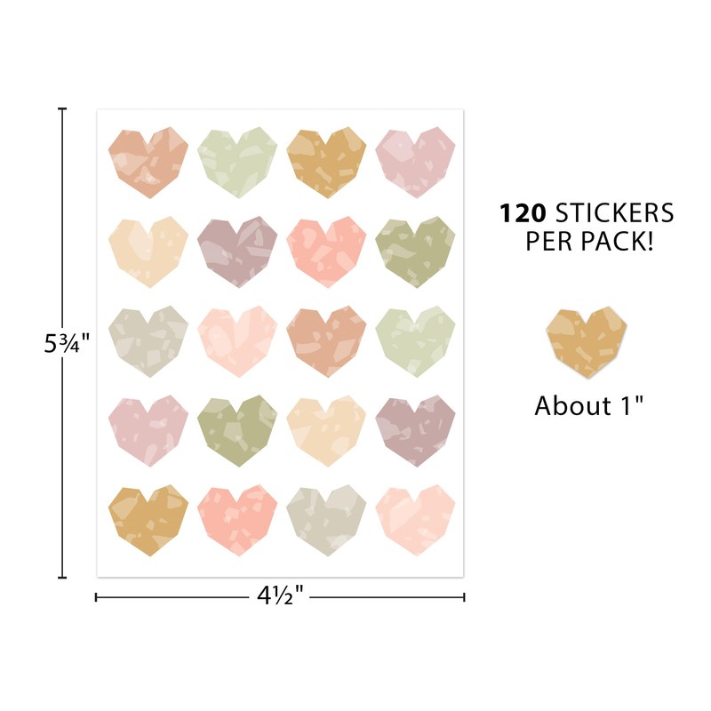 Teacher Created Resources Terrazzo Tones Hearts Stickers (TCR7228)