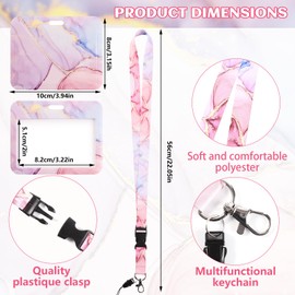 ID Card Holder with Strap, ID Holder Lanyard with Card Case, Key Ring, Extendable for Students, Teachers, Nurses, Bank Card, Keys, Bus Card