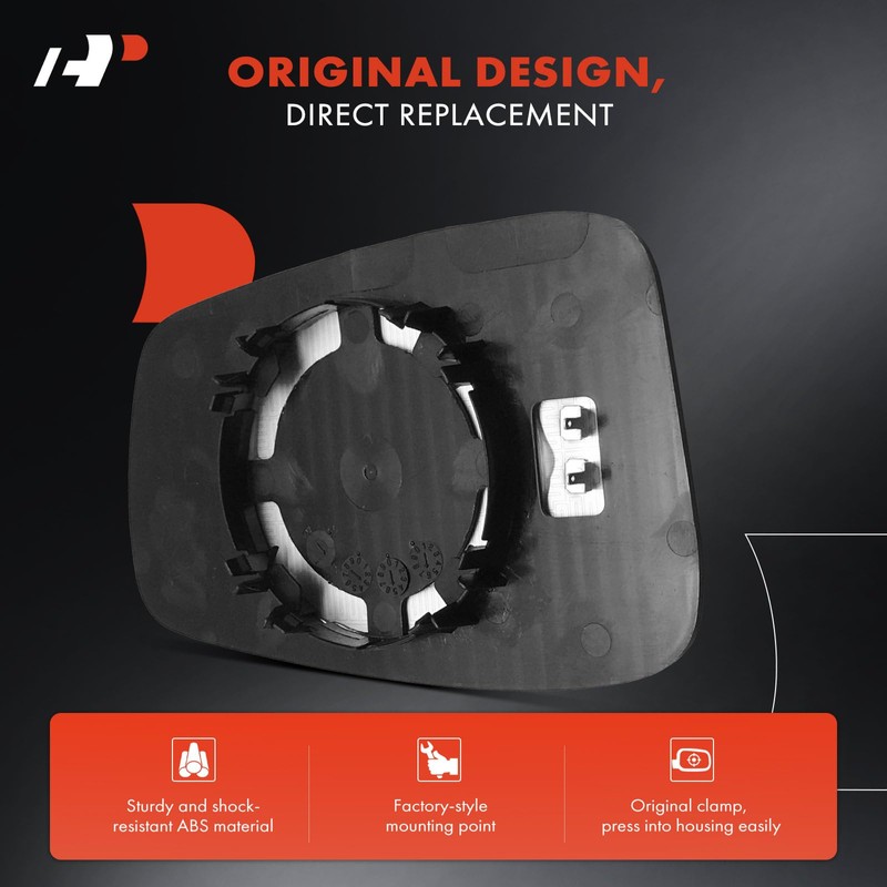 A-Premium Left Driver Side Heated Mirror Glass with Backing Plate