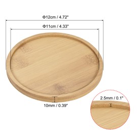 sourcing map Set of 2 Saucers for Flower Pots, 12 cm Outer Diameter Bamboo, Round Flowers Drip Tray for Indoor