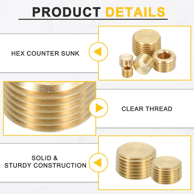 sourcing map 2Pcs Brass Pipe Plug Fitting, 1" NPT Male