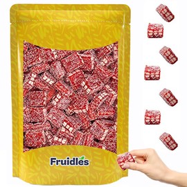 Fruidles Strawberry Bricks Gummy Candy, Delicious Licorice Sugar Coated Fruit Flavors Gummies, Party Favor, 2.2 Pounds