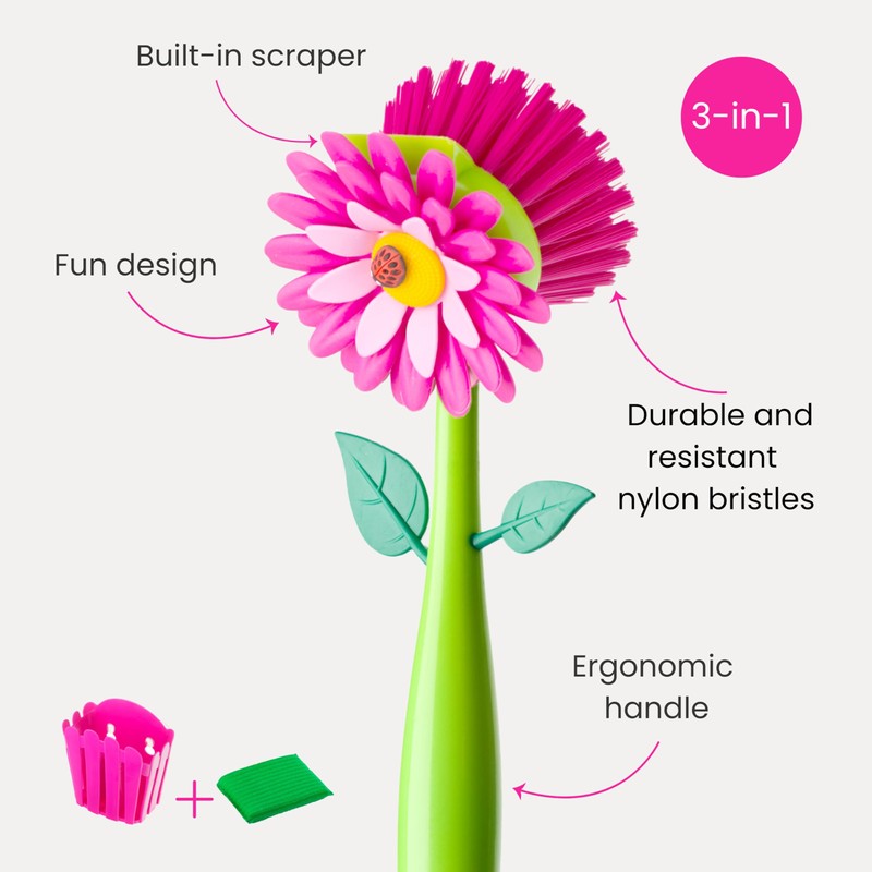 Vigar Flower Power 3-in-1 Kitchen Sink Caddy Set, Flower-Shaped Dish