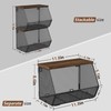 Litwaro Fruit Basket Wire Baskets with Wood Lid, Wall Mounted