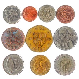 Set of 10 Collectible Coins from South and North America, Europe, Asia, Africa and the Middle East, Coin Sets from Around the World