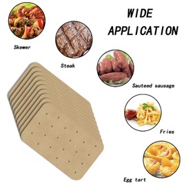 Air Fryer Non-Stick Paper Liners 100PCS - Unbleached Perforated Baking Sheets for Air Fryer Use