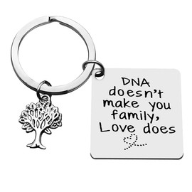 Ximalun Step Mum Gifts Step Dad Keyring DNA Doesn't Make You Family Love Does Gifts Step Parent Gifts Keyring Adoption Gifts Thanksgiving Day Christmas Birthday Gifts Mothers Day Fathers Day Gift