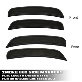 Stark Industries Laser Style Turn Signals - Front/Rear LED Side Markers For Chrysler 300 2015-2020, 4 Piece Set, Amber/Red, Smoked Lens