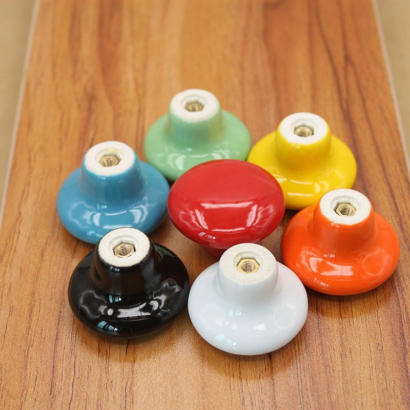 Ceramic Round Cabinet Handles Drawer Pulls Round Door Knobs For
