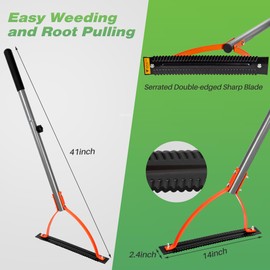 Walensee Weed Grass Cutter with Serrated Double-edged Sharp Blade Manual Grass Whip with 30 Inch Steel Handle Cut Overgrown Weeds Cutting Hand Tool Steel Sod Cutter for Garden, Yard, Field and Ditches