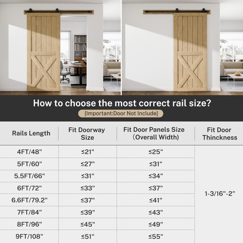 BONIKLUBA 72" Sliding Barn Door Hardware Kit,Heavy Duty Top Mount