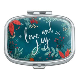 Love and Joy at Christmas Poinsettias Rectangle Pill Case Trinket Gift Box