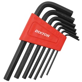 Dekton 7 PC Black Hex Key Set | Ball Point Heads for Up to 25° Angles | Heat Treated for Strength | Ideal for Precision Fastening | Handy Key Holder Included | Includes Sizes 1.5mm to 10mm