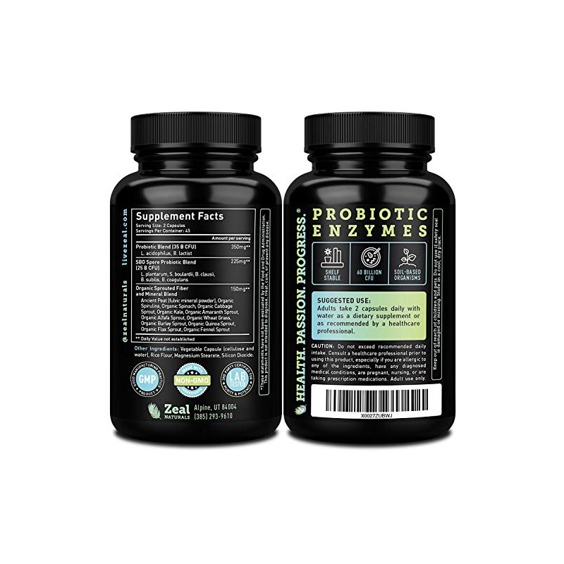 Zeal Naturals Probióticos y prebióticos Probióticos SBO (60 mil millones