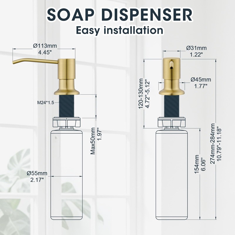 SOEBIZ Kitchen Faucet with Soap Dispenser, 2-Mode Sprayer