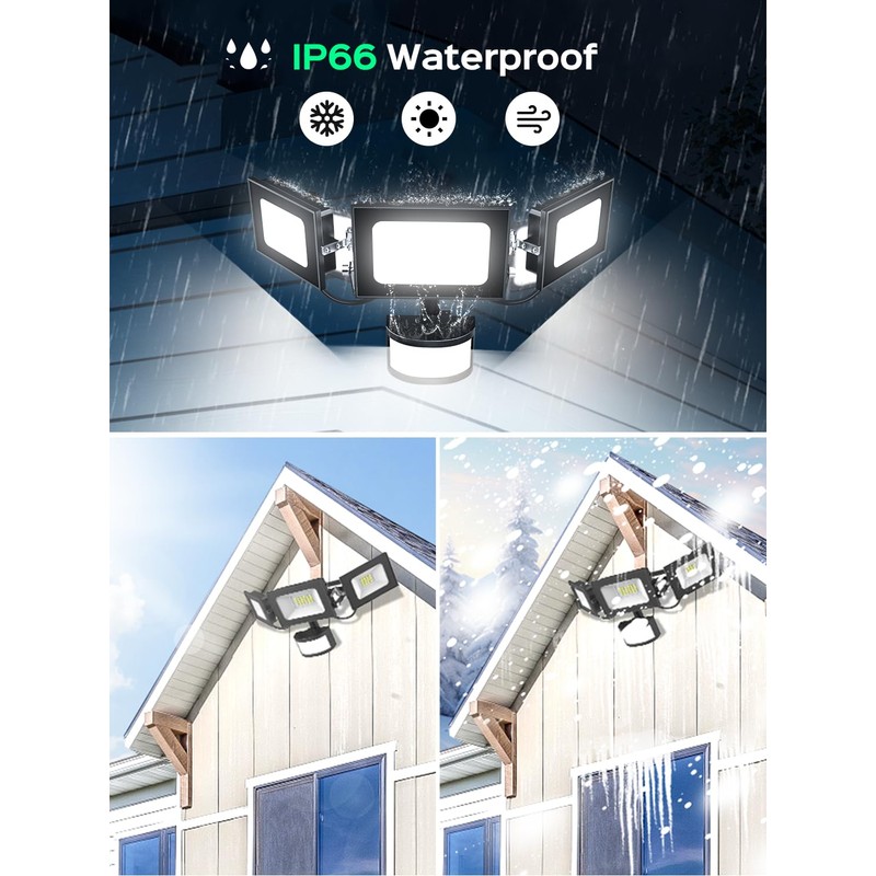 100W Security Lights Outdoor Motion Sensor,10000LM PIR Floodlight with Remote