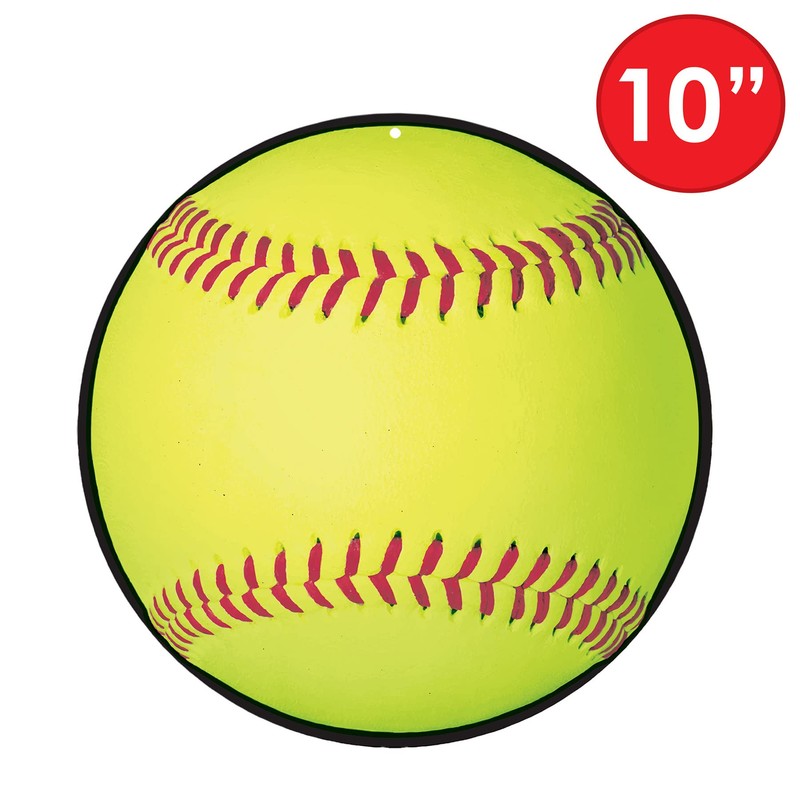 Beistle 54765, Yellow , 6 Piece Softball Cutouts, 10"