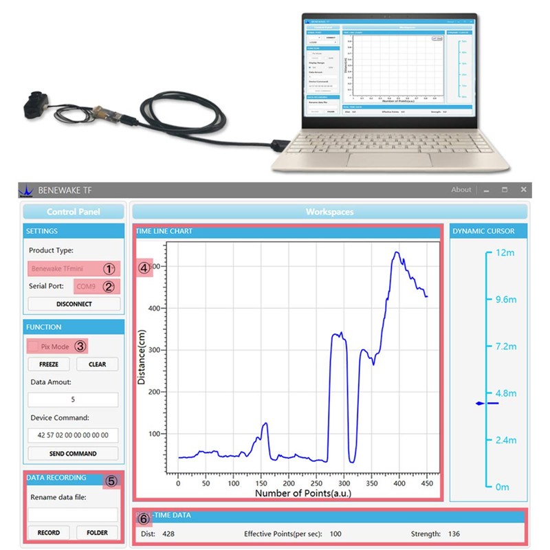 MakerFocus TFmini-s Micro LiDAR Module 0.1-12M LiDAR Range Finder Sensor