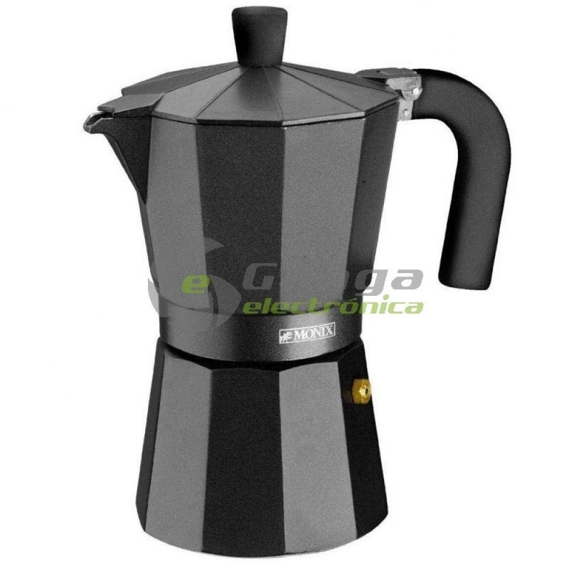 Monix Vitro Noir Espressokocher aus Aluminium 3 tassen