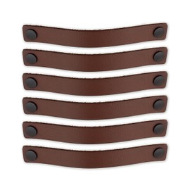 Brute Strength - Leather Handles for Furniture - Cognac - 6 pcs - 25 x 3 cm - Cabinet Handle, Door Handle for Kitchen, Bathroom, cabinets, Dresser, Wood