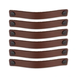 Brute Strength - Leather Handles for Furniture - Cognac - 6 pcs - 25 x 3 cm - Cabinet Handle, Door Handle for Kitchen, Bathroom, cabinets, Dresser, Wood