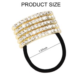 YISSION 4 Pcs Sparkly Rhinestone Hair Ties Gold Ponytail Holder Elastics Scrunchies Fancy Crystal Hair Ties for Thin Thick Hair Rhinestone Hair Accessories for Women Girls (Style 2)