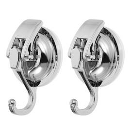 NUOLUX Suction Cup Hook, Strong Suction Cup Wall Hook, Vacuum, Wall Hook, ABS, Towel Hook, No Screws Required, Reusable for Bathroom, Bath, Kitchen, No Damage Walls, Pack of 2, Silver