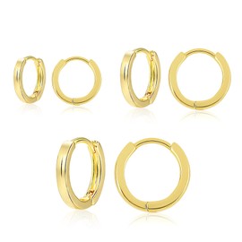 Gold kleine Creolen Ohrringe Set für Damen, 3 Paar 14 Karat vergoldet kleine Ohrringe Set Huggie-Creolen hypoallergen kleine Creolen Set Knorpel Piercing Creolen Ohrringe 12 14 16 mm