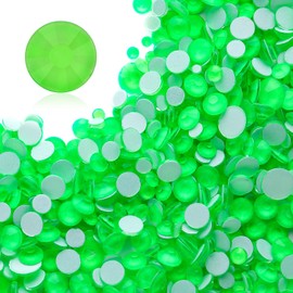 Meibite Neon Green Flatback Rhinestones, Glass Rhinestones for Nail Art and Craft, Glue Fix, Loose Crystal Gemstones(Neon Green, SS6, 1440pcs, 1.9-2.0mm)