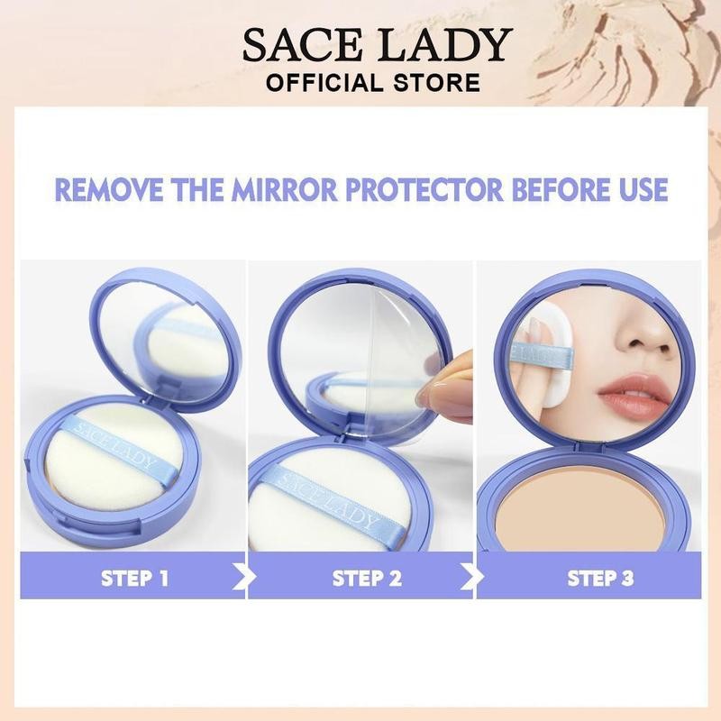 SACE LADY Oil Control Face Setting Powder,Waterproof Long Lasting Pressed