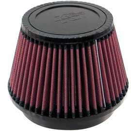 K&N Filtro universal de admisión de aire con abrazadera: alto rendimiento, premium, lavable, filtro de repuesto: diámetro de brida: 5 pulgadas, altura del filtro: 4.125 pulgadas, longitud de la brida: 1 pulgada, forma: redondo cónico, RU-5163