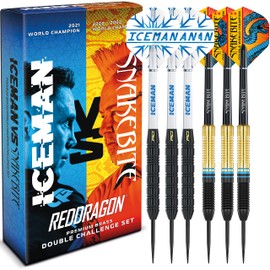 RED DRAGON Peter Wright 'Snakebite' v Gerwyn Price 'Iceman' DWC Steel Tip Brass Dart Set with Flights and Shafts